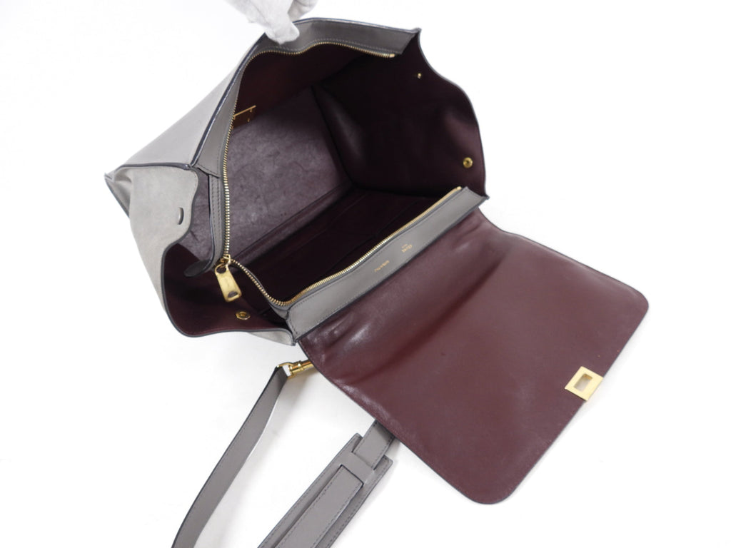 Celine Trapeze Medium Taupe Leather and Suede Bag