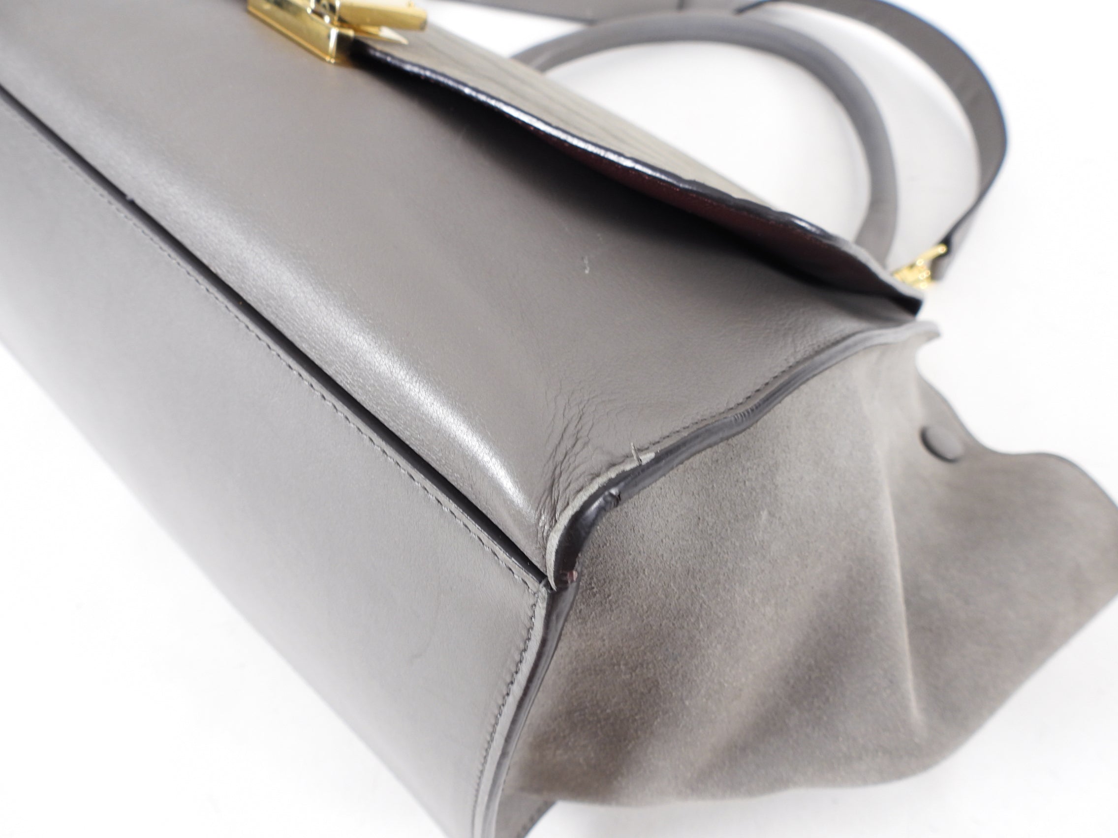Celine Trapeze Medium Taupe Leather and Suede Bag