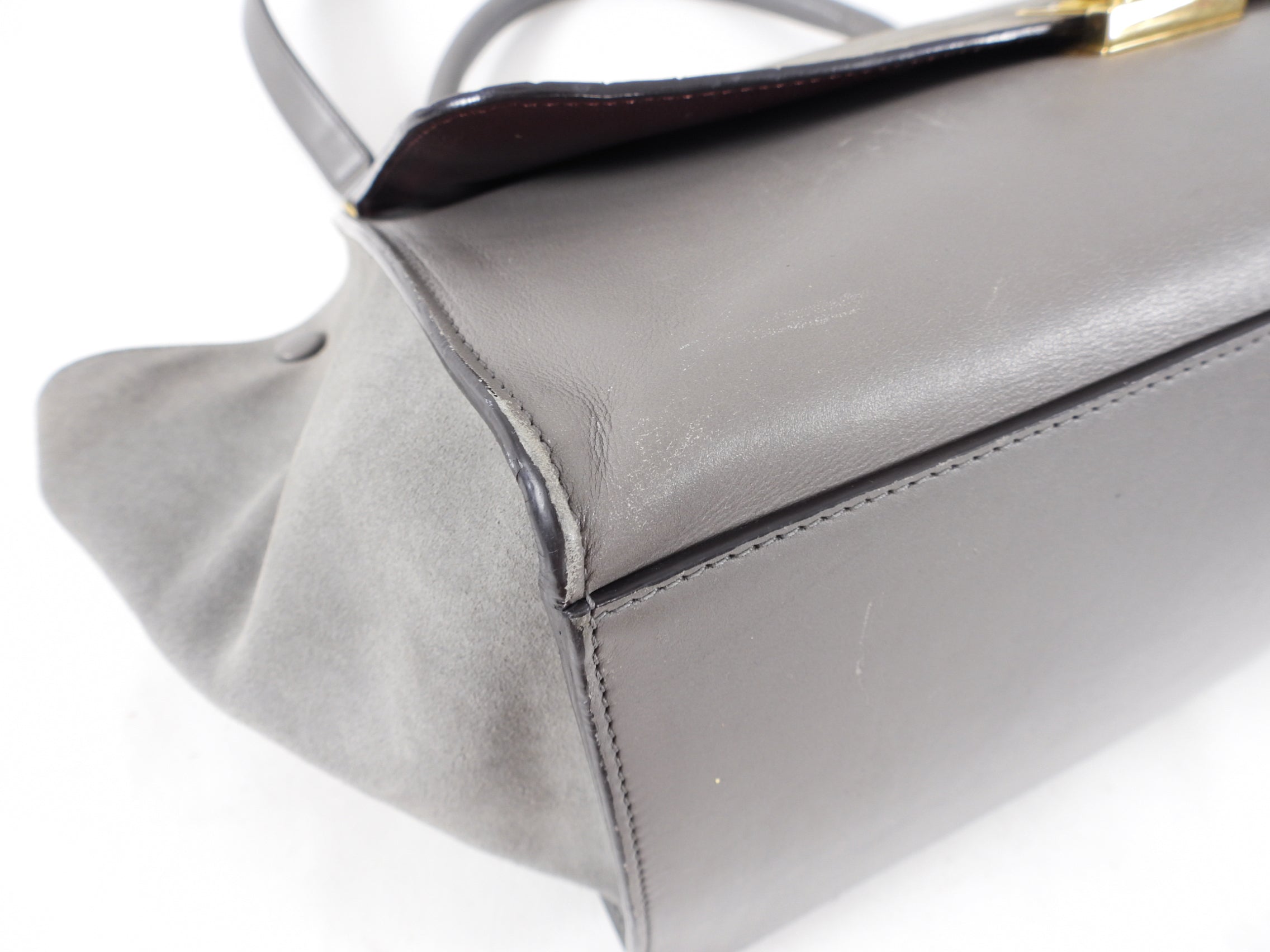 Celine Trapeze Medium Taupe Leather and Suede Bag