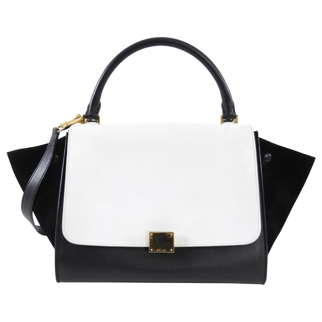 Celine Black and White Medium Trapeze Two Way Bag
