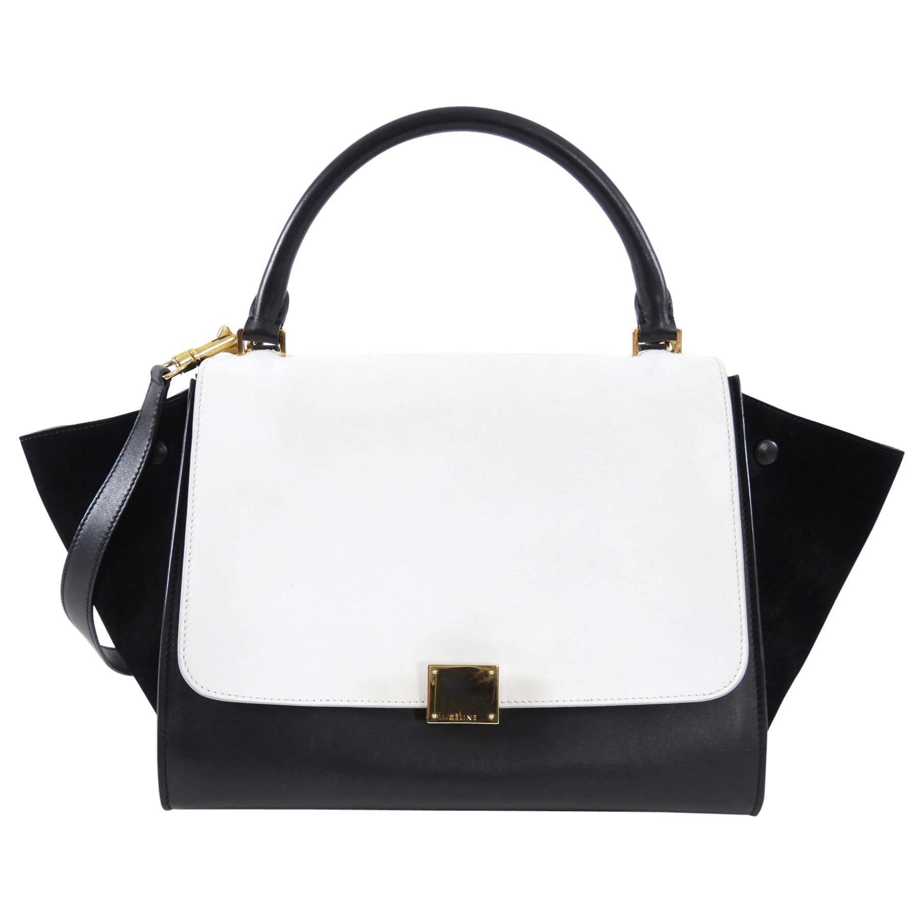 Celine Black and White Medium Trapeze Two Way Bag