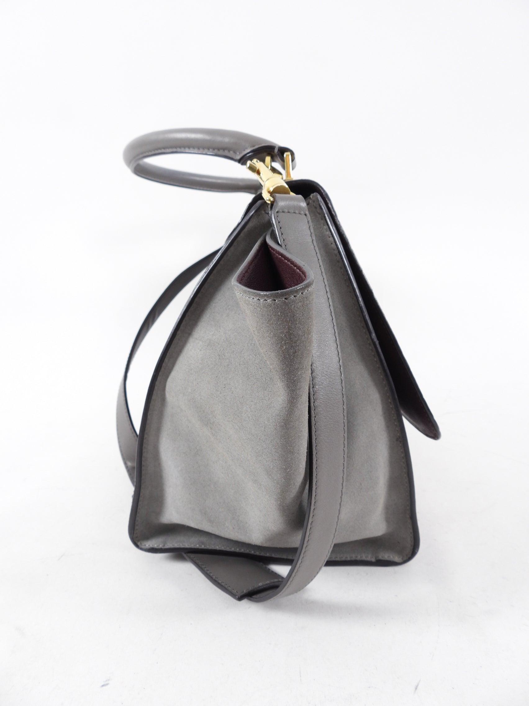 Celine Trapeze Medium Taupe Leather and Suede Bag