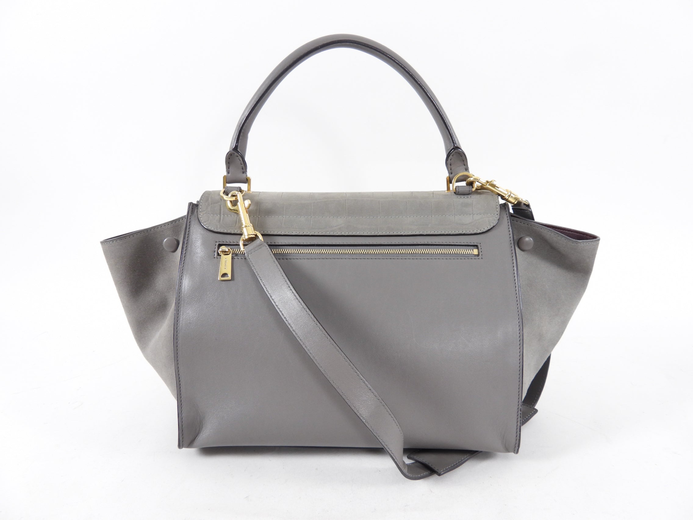 Celine Trapeze Medium Taupe Leather and Suede Bag