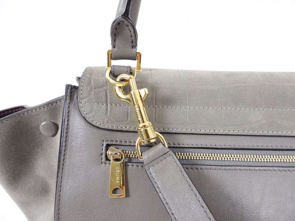Celine Trapeze Medium Taupe Leather and Suede Bag