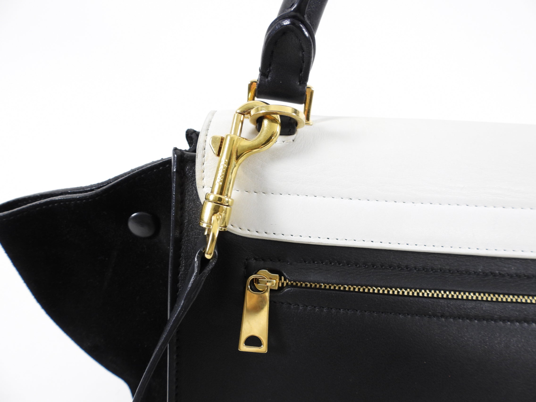 Celine Black and White Medium Trapeze Two Way Bag