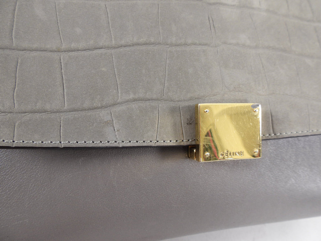 Celine Trapeze Medium Taupe Leather and Suede Bag