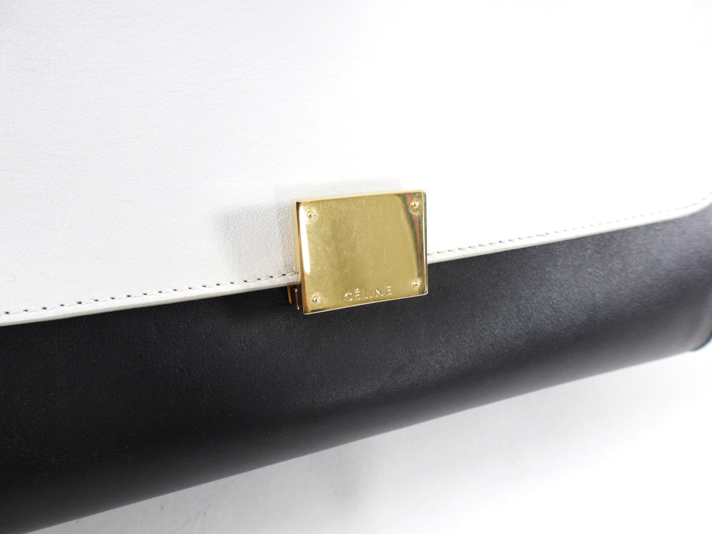 Celine Black and White Medium Trapeze Two Way Bag