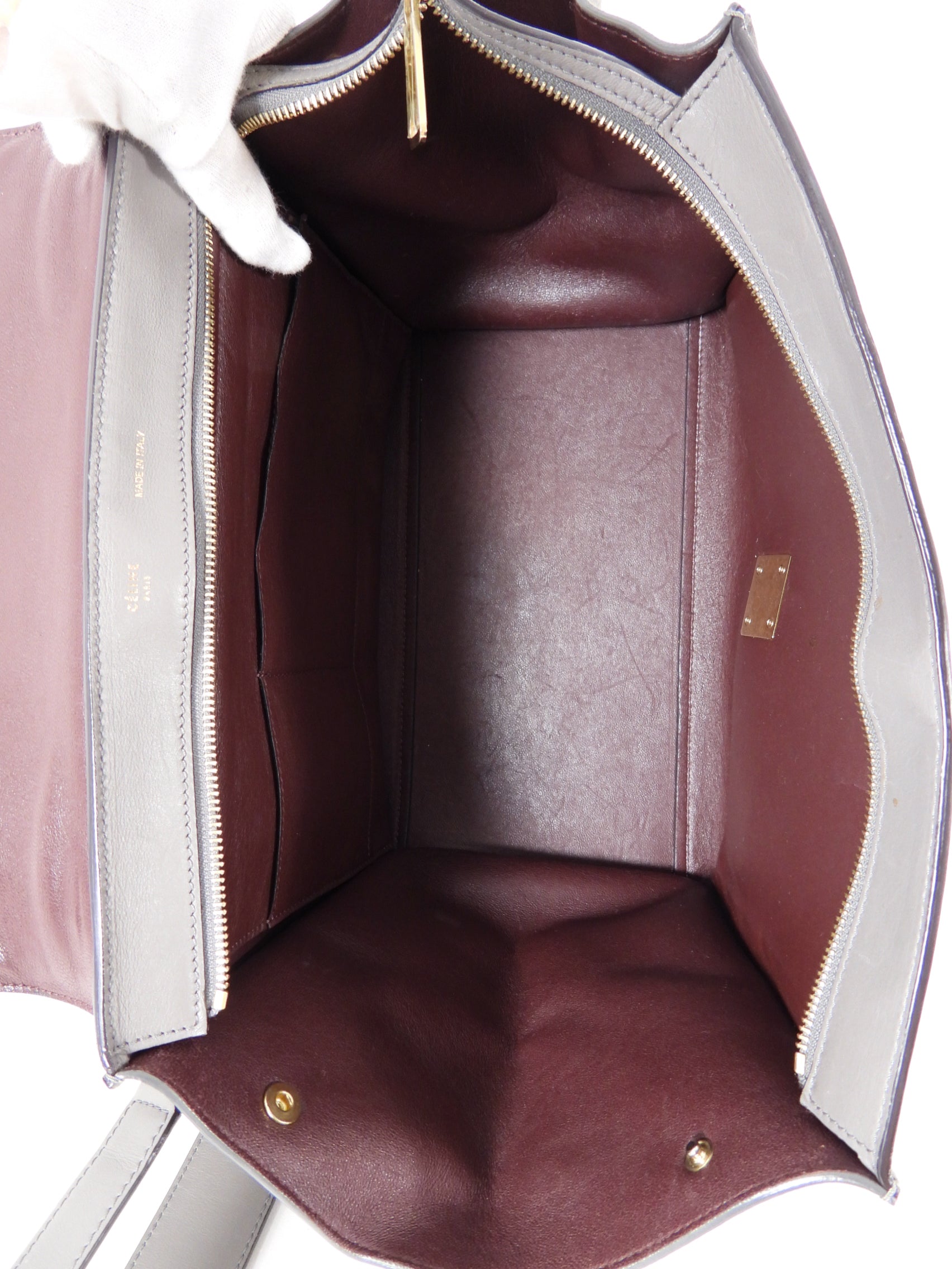 Celine Trapeze Medium Taupe Leather and Suede Bag
