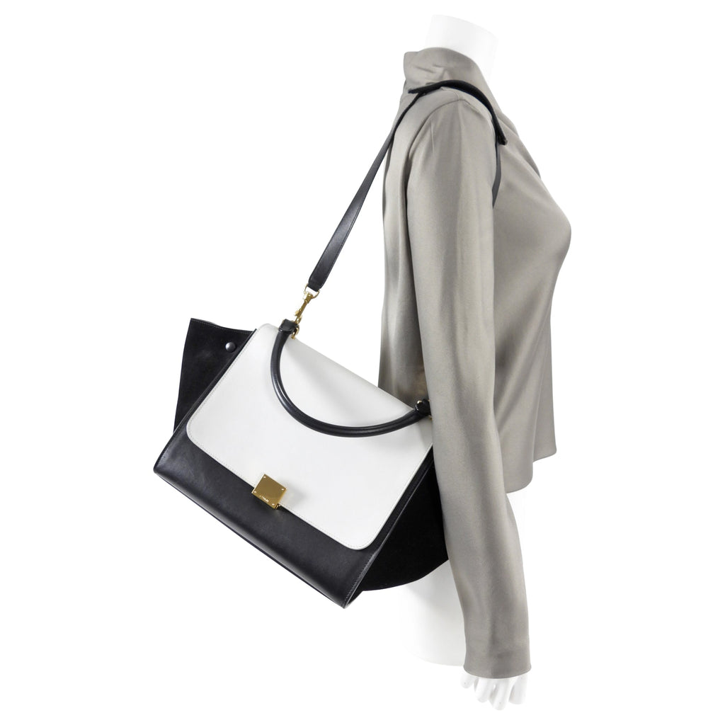 Celine Black and White Medium Trapeze Two Way Bag