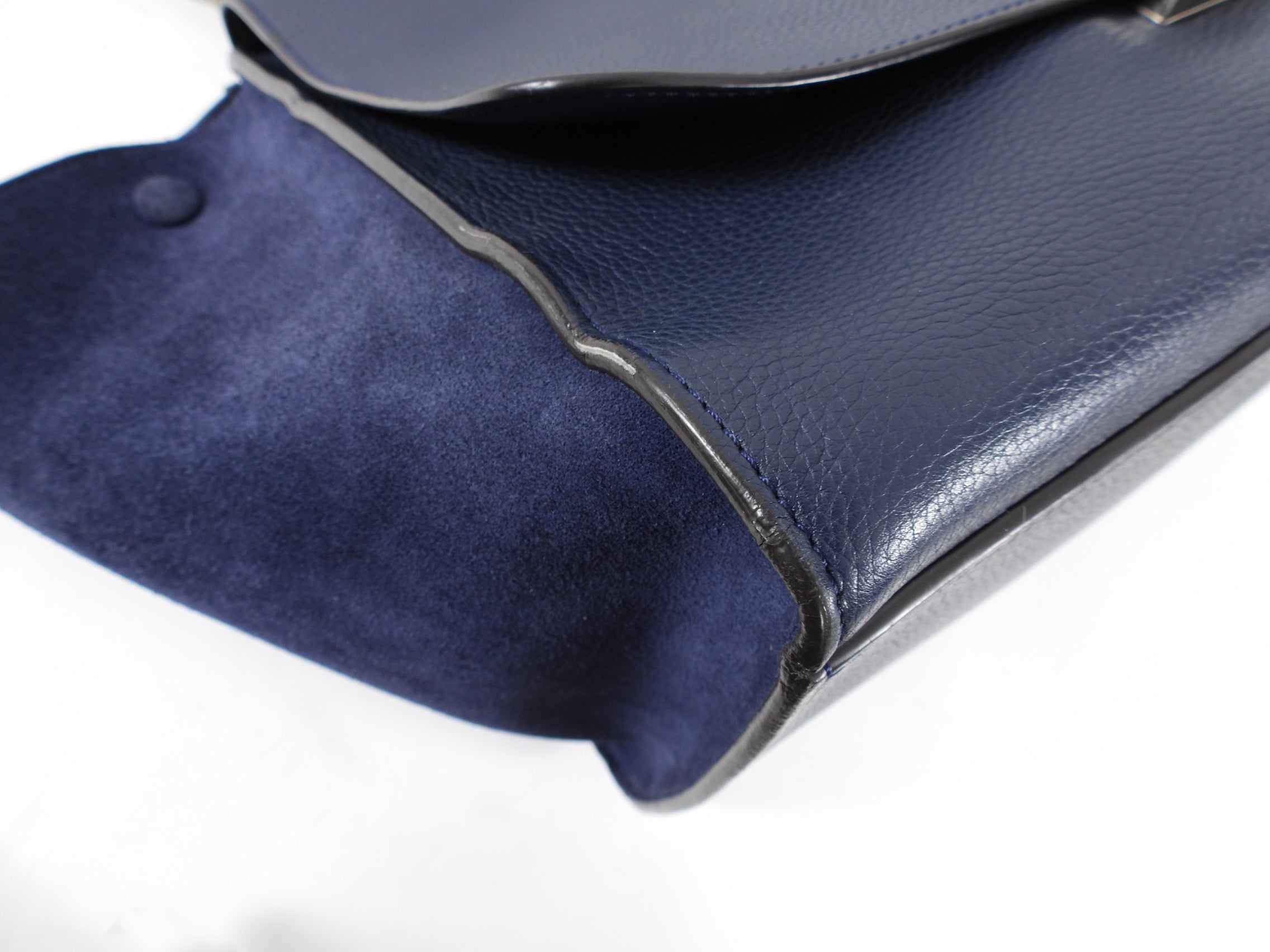 Celine Navy Leather and Suede Trapeze Two-Way Bag