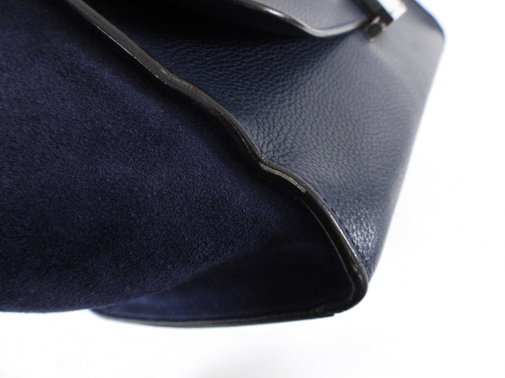 Celine Navy Leather and Suede Trapeze Two-Way Bag