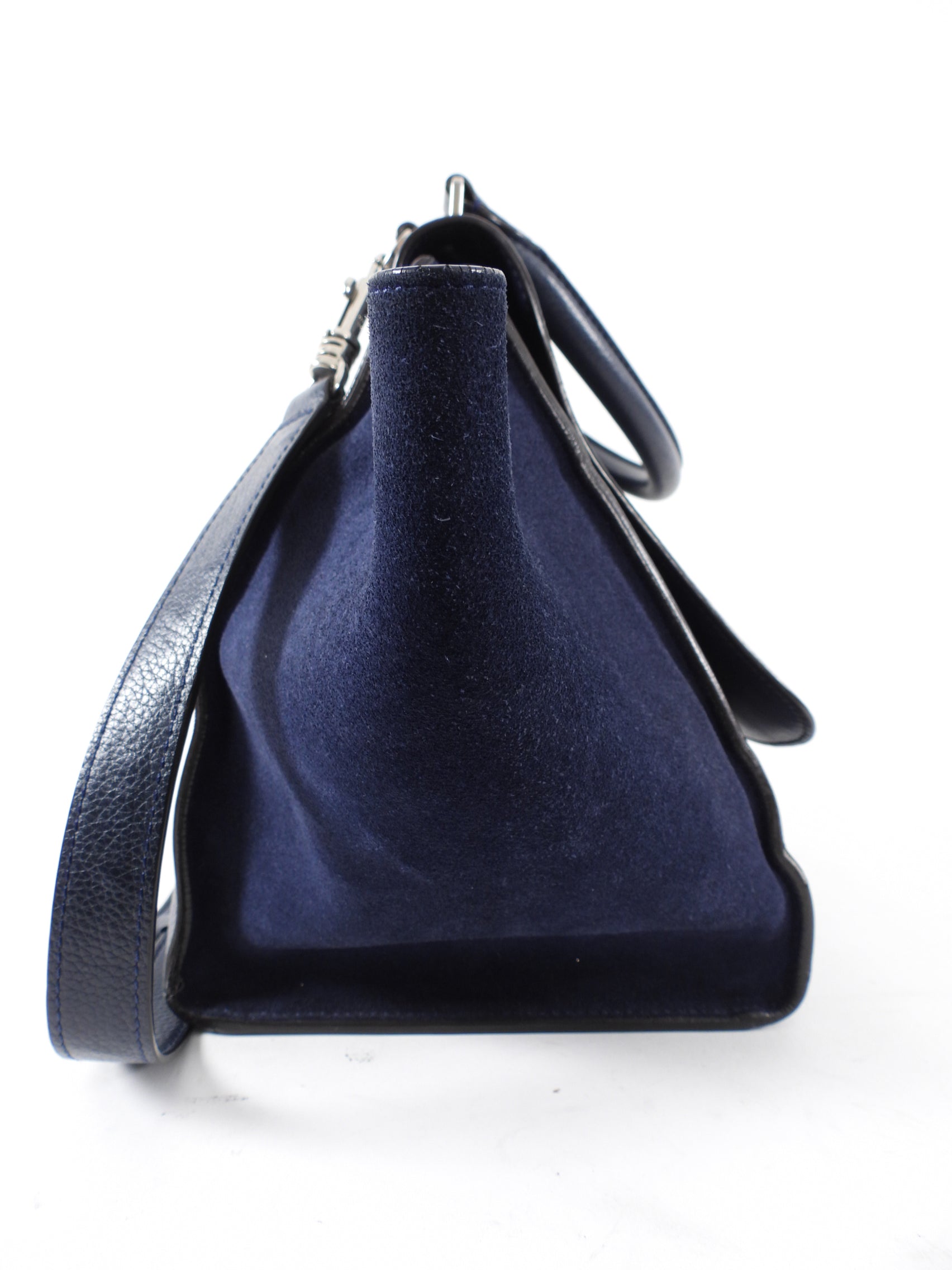 Celine Navy Leather and Suede Trapeze Two-Way Bag