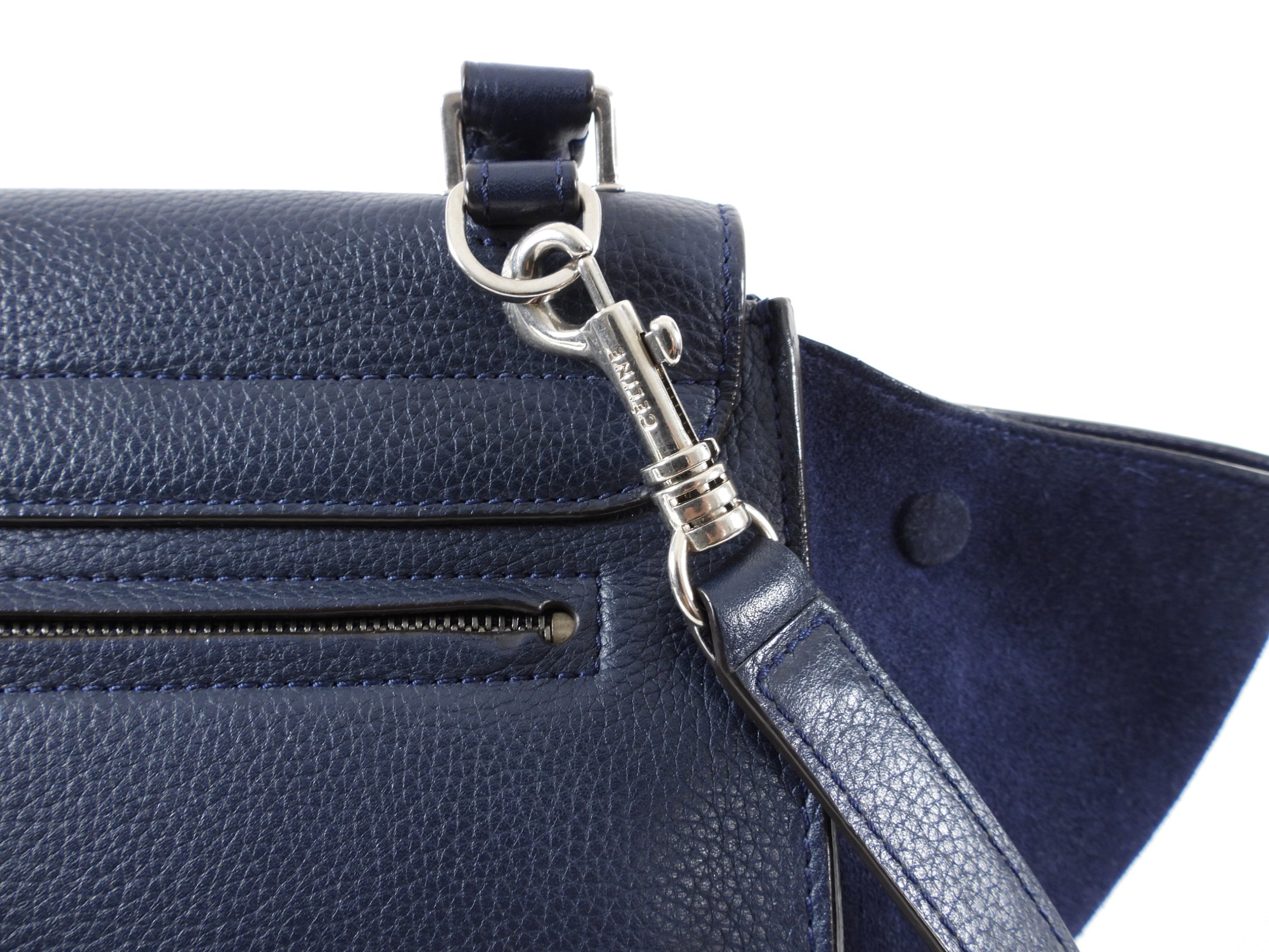 Celine Navy Leather and Suede Trapeze Two-Way Bag