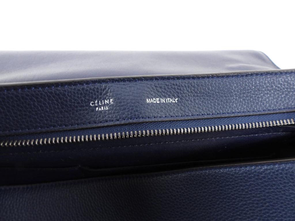 Celine Navy Leather and Suede Trapeze Two-Way Bag