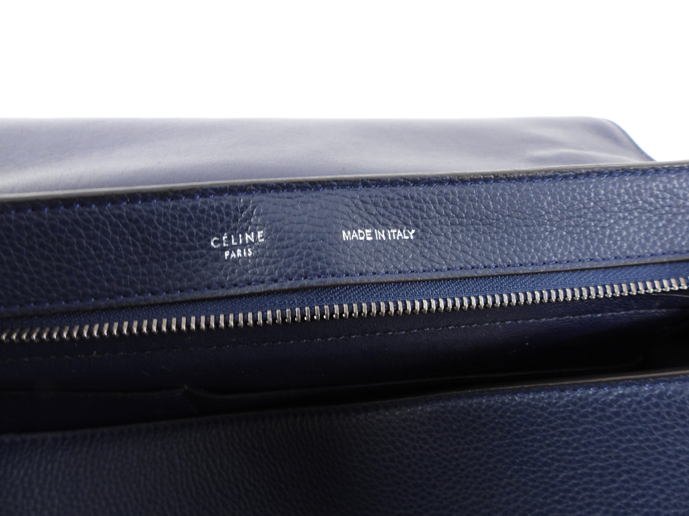 Celine Navy Leather and Suede Trapeze Two-Way Bag