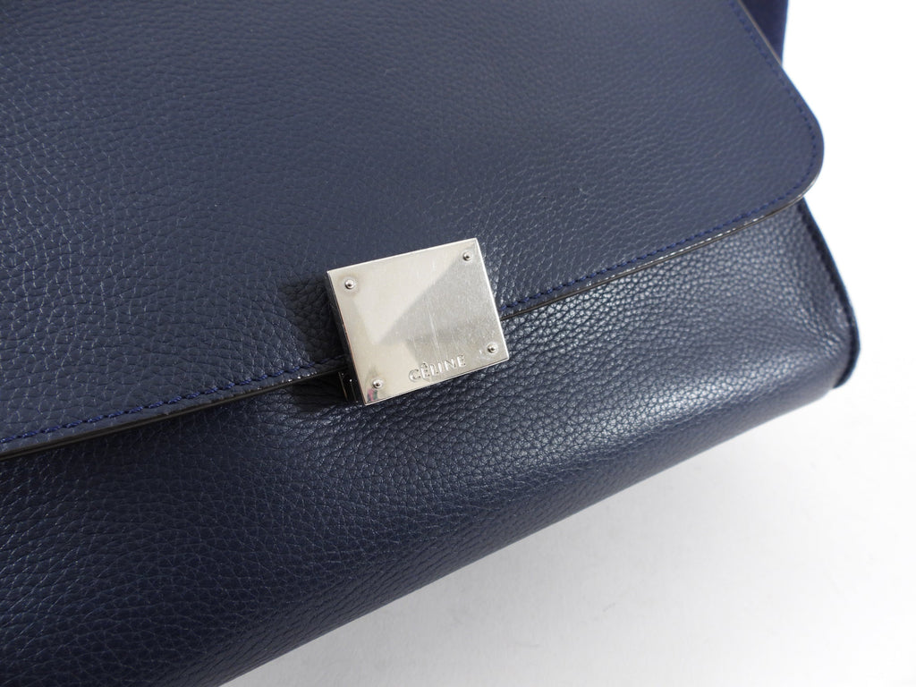 Celine Navy Leather and Suede Trapeze Two-Way Bag