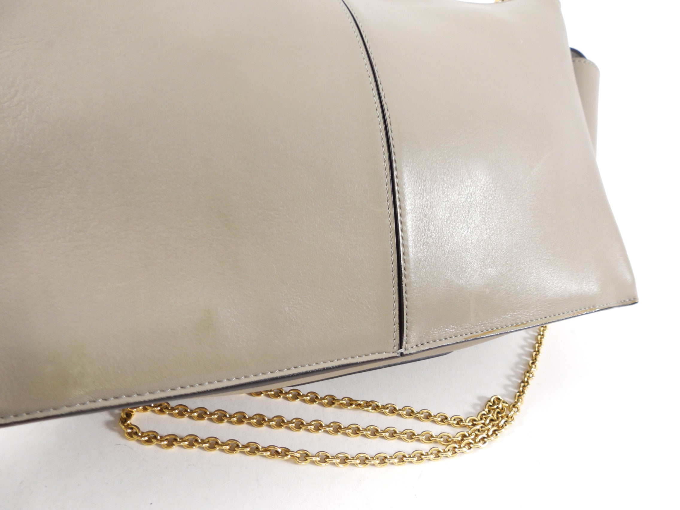Celine Taupe Trifold Clutch Chain Bag