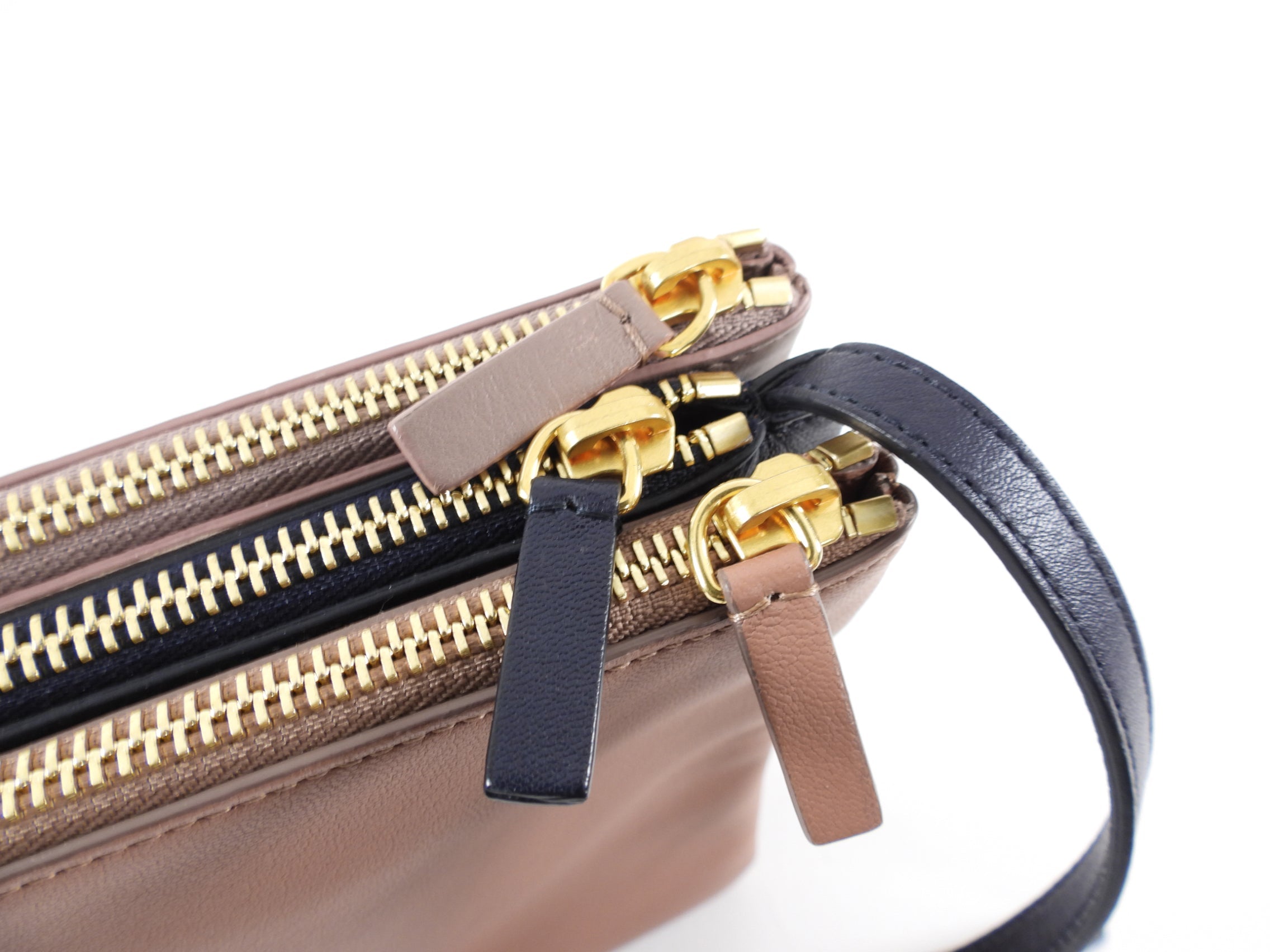 Celine Leather Trio Bag in Mauve, Navy, and Rose