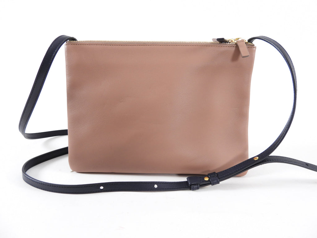 Celine Leather Trio Bag in Mauve, Navy, and Rose
