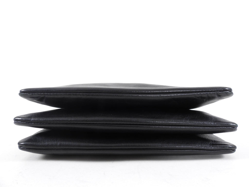 Celine Black Leather Trio Crossbody Bag
