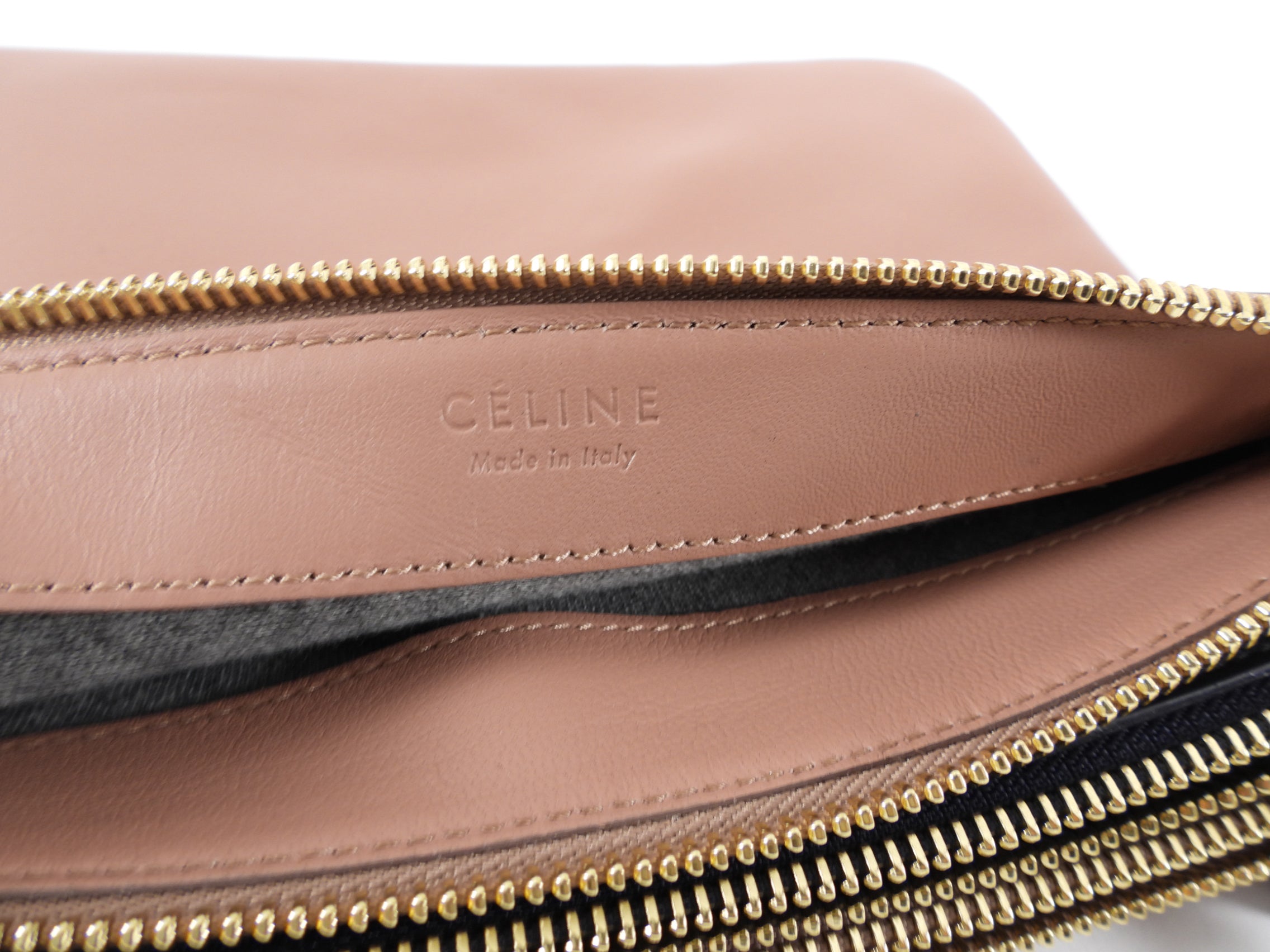 Celine Leather Trio Bag in Mauve, Navy, and Rose