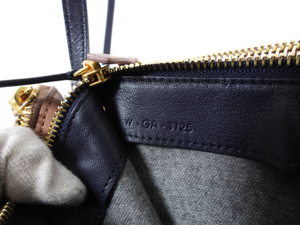 Celine Leather Trio Bag in Mauve, Navy, and Rose