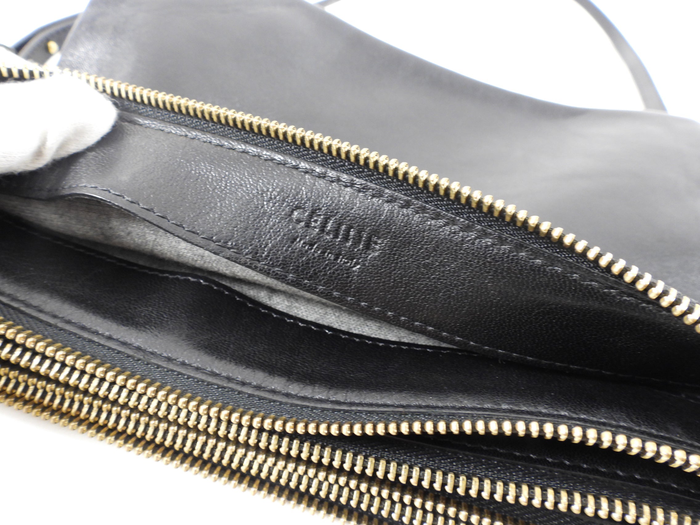 Celine Black Leather Trio Crossbody Bag