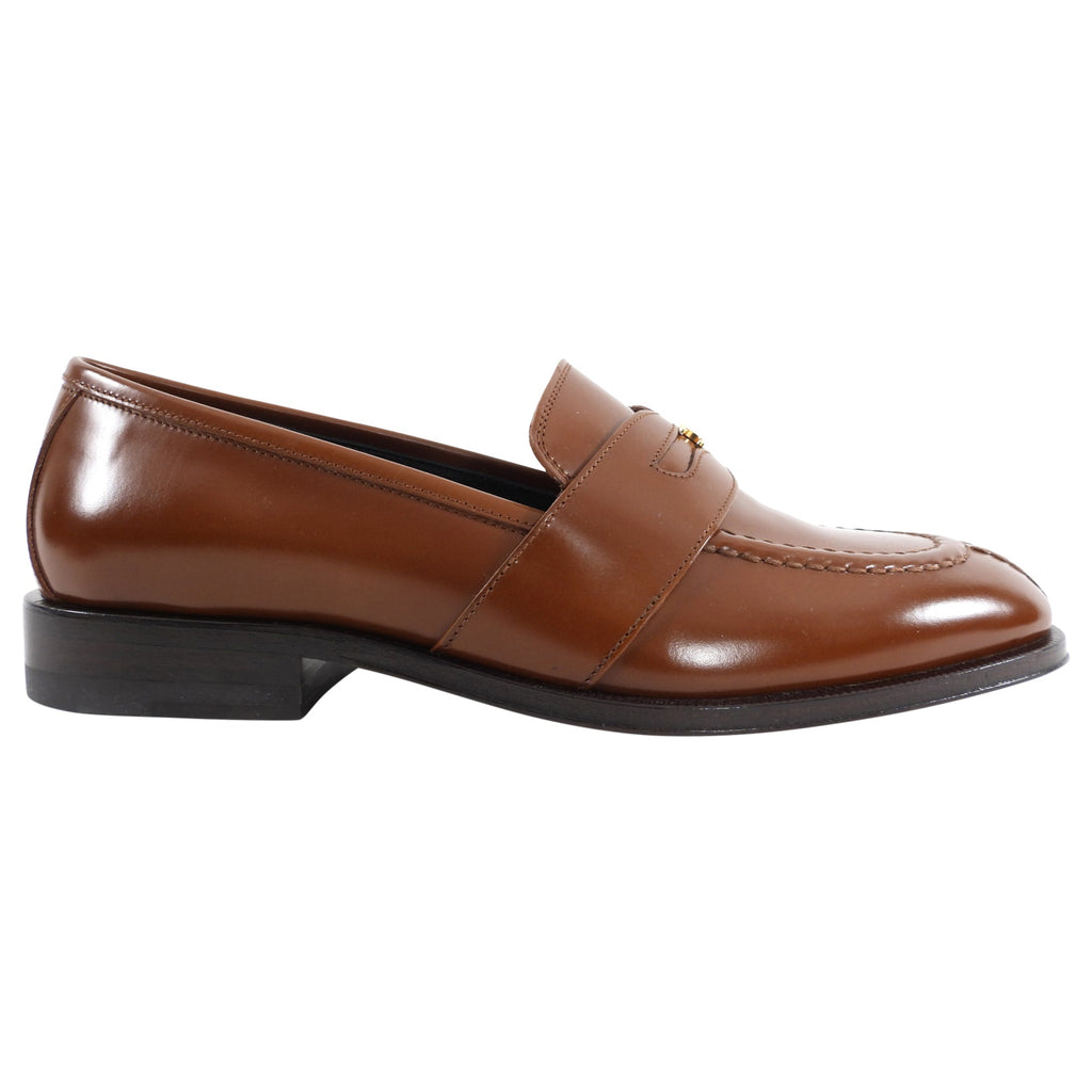 Celine Tan Polished Leather Triomphe Loafers - 37