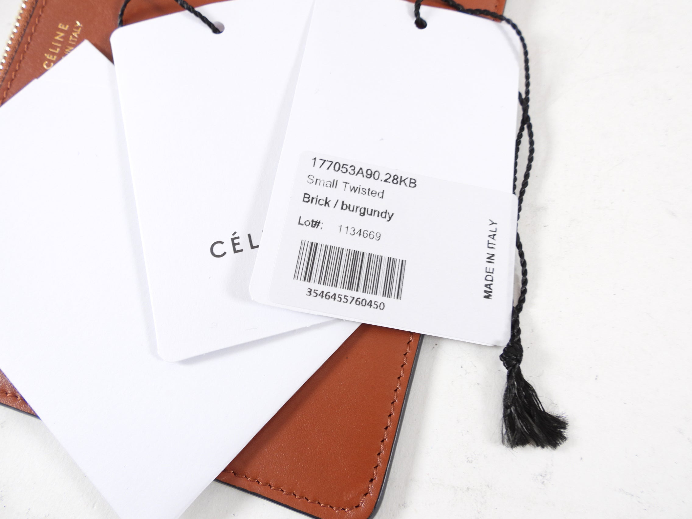 Celine Brick and Burgundy Small Twist Tote Bag