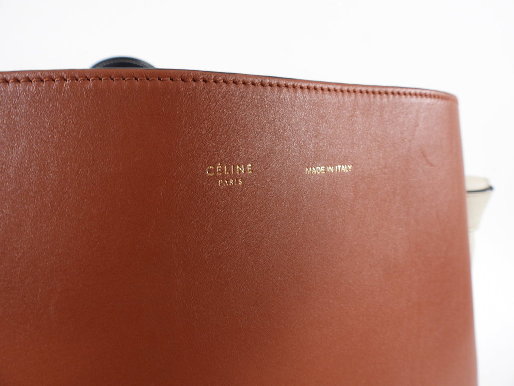 Celine Brick and Burgundy Small Twist Tote Bag