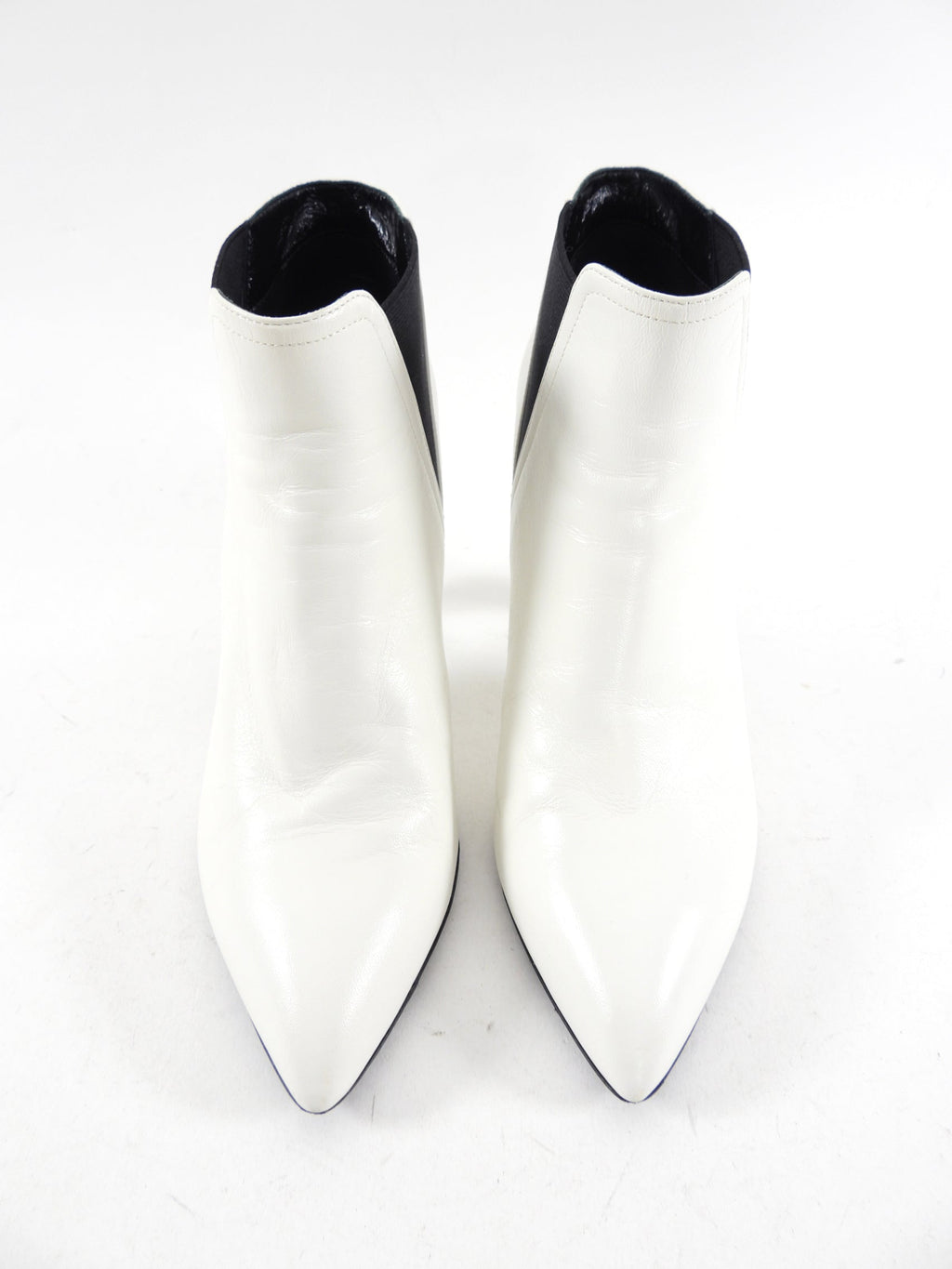 Celine White Leather Pointed Chelsea Ankle Boots - 37