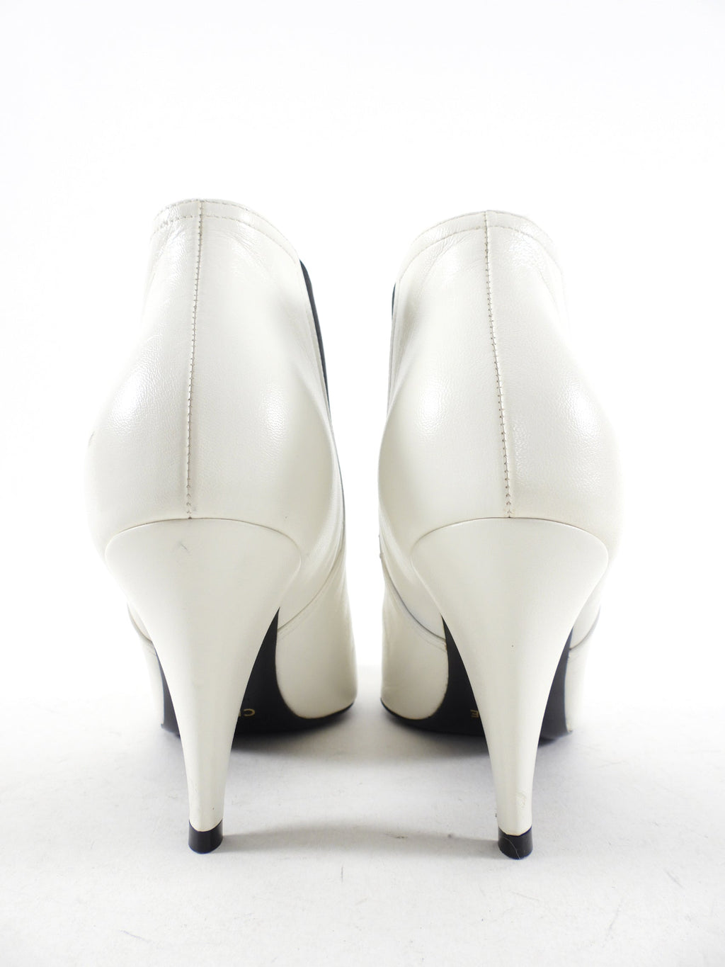 Celine White Leather Pointed Chelsea Ankle Boots - 37