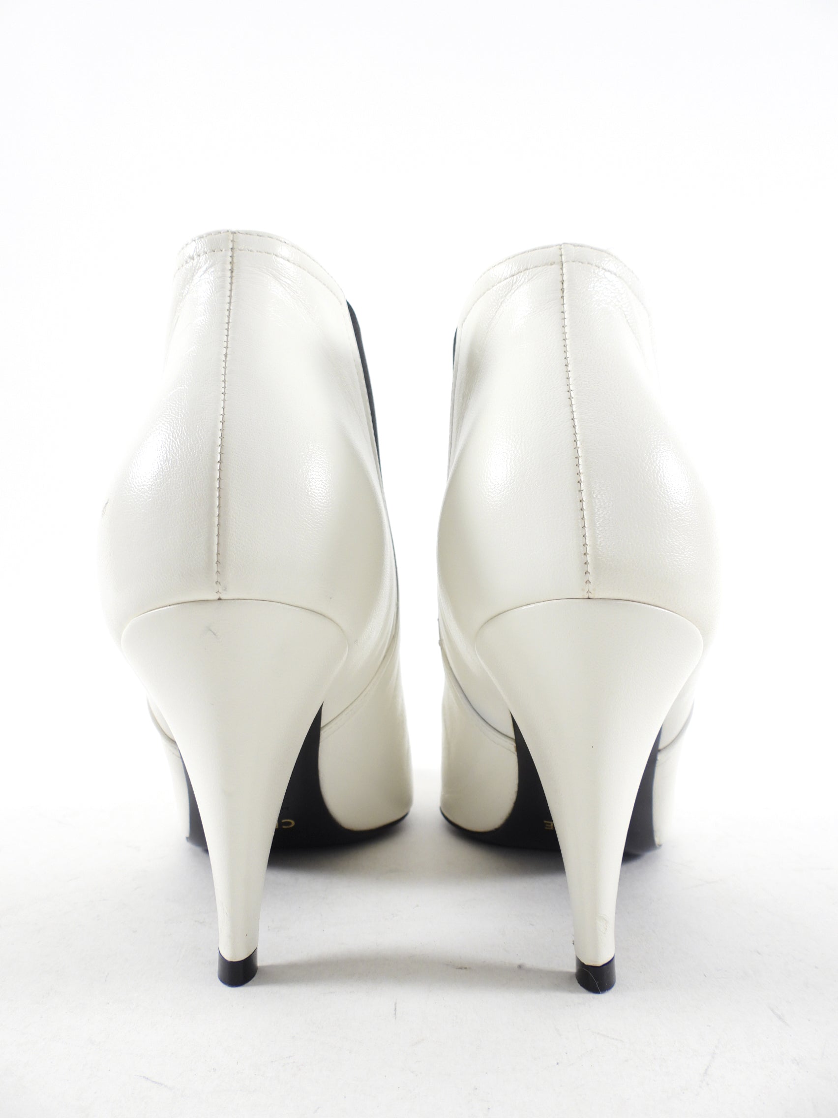 Celine White Leather Pointed Chelsea Ankle Boots - 37