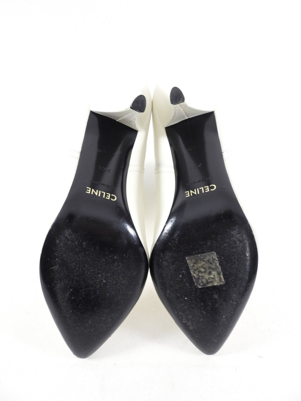 Celine White Leather Pointed Chelsea Ankle Boots - 37