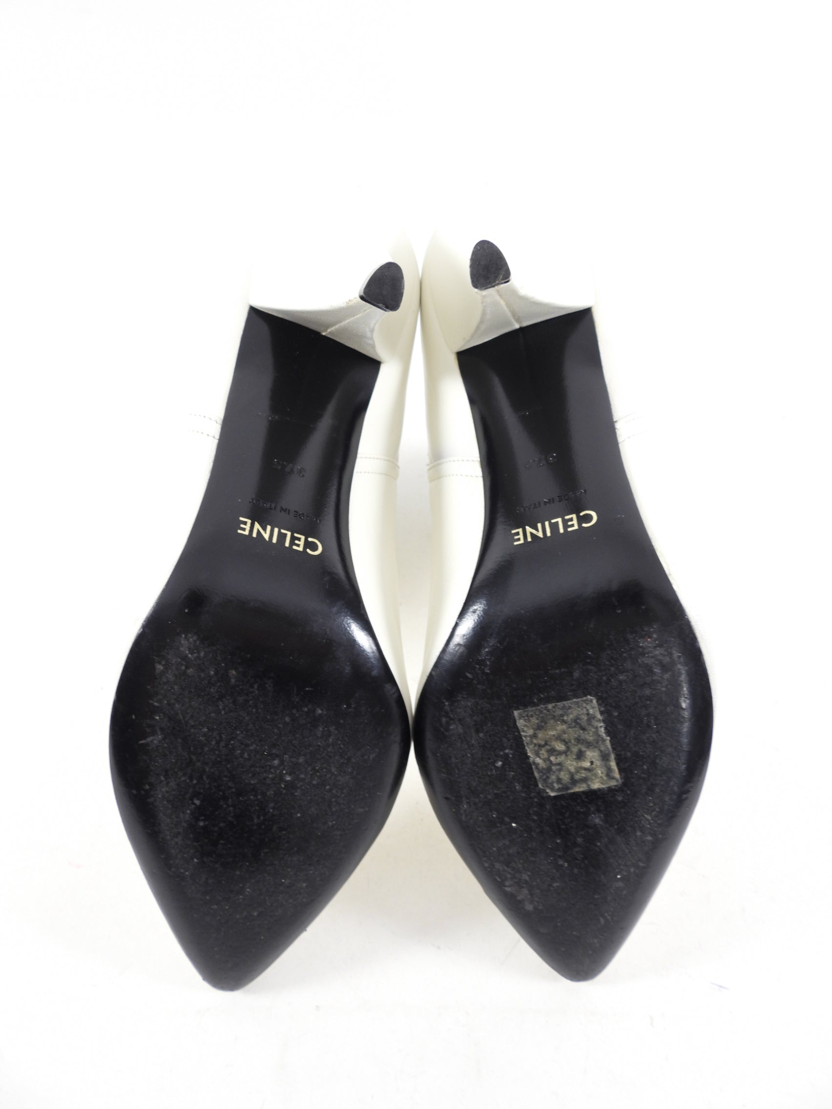 Celine White Leather Pointed Chelsea Ankle Boots - 37