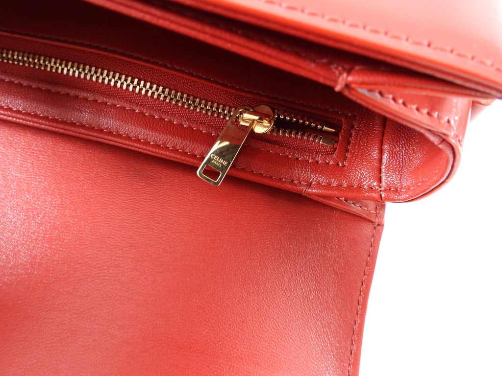 Celine Red Teen Triomphe Bag in Shiny Calfskin
