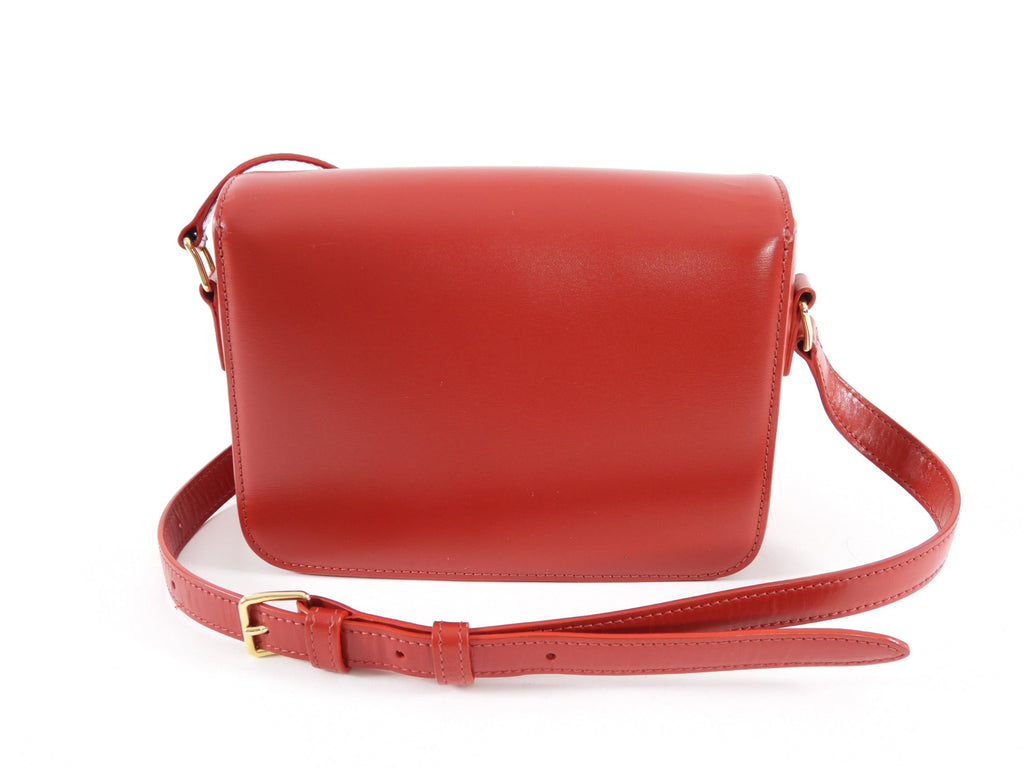 Celine Red Teen Triomphe Bag in Shiny Calfskin