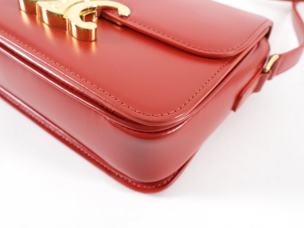Celine Red Teen Triomphe Bag in Shiny Calfskin