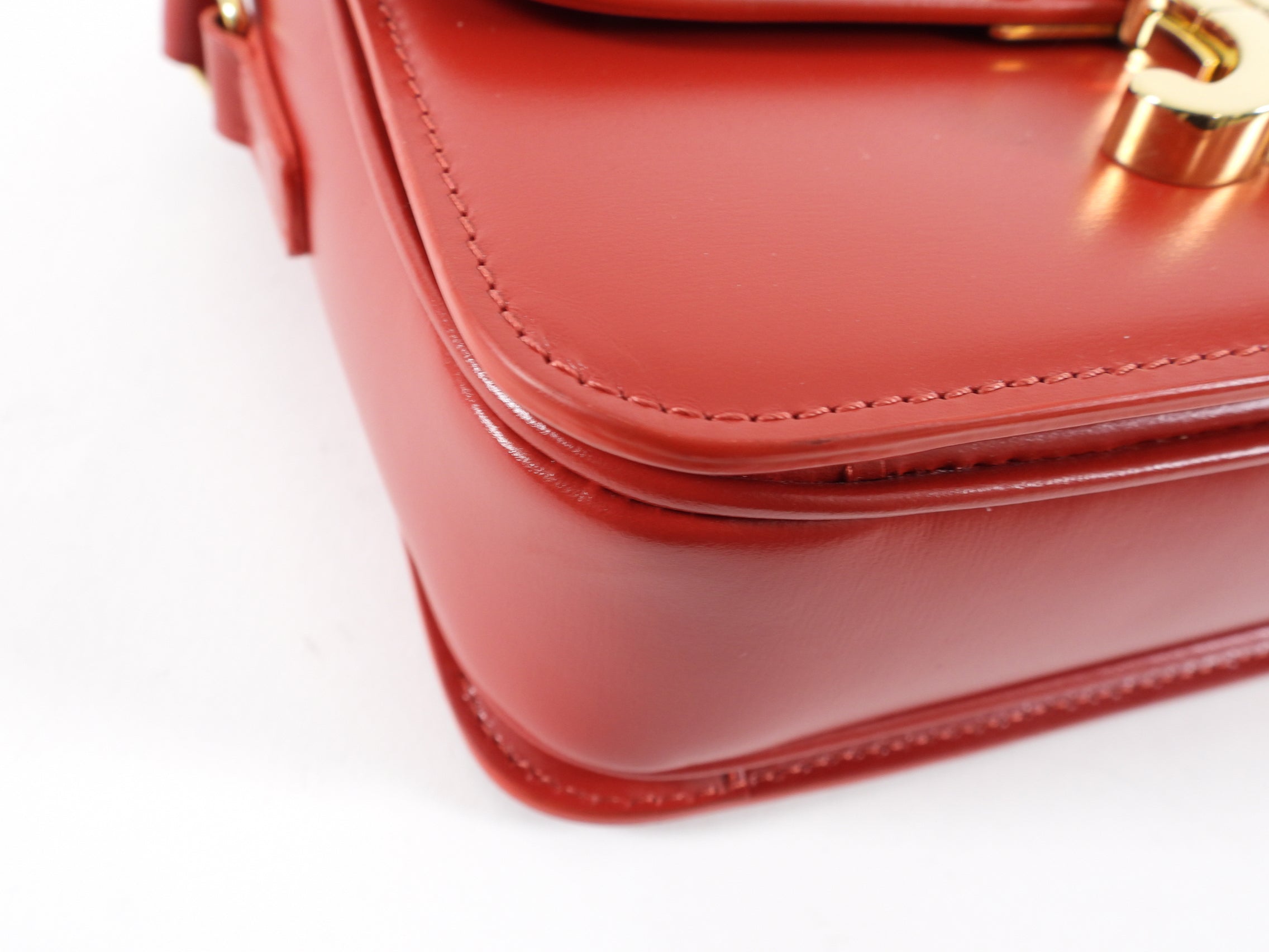 Celine Red Teen Triomphe Bag in Shiny Calfskin
