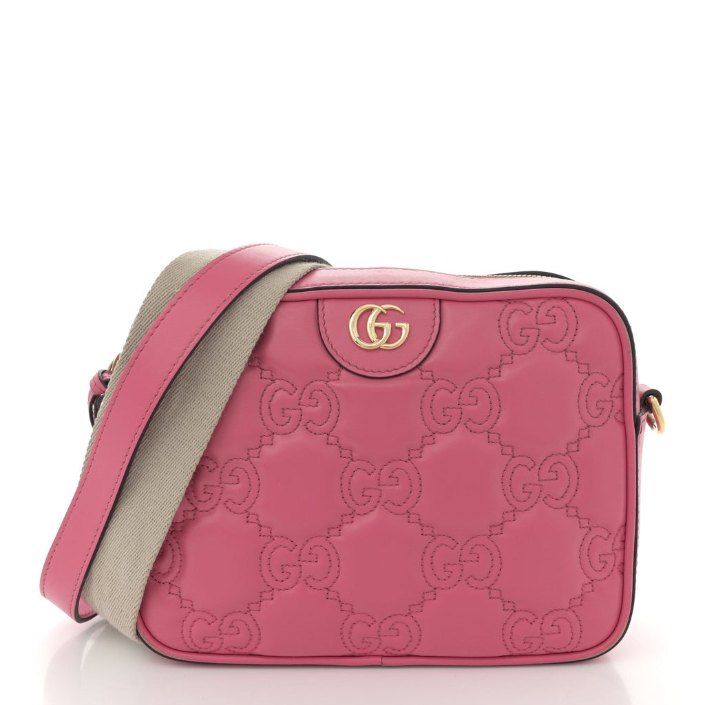 Calfskin GG Matelasse Small Shoulder Bag Rhodamine Pink Natural