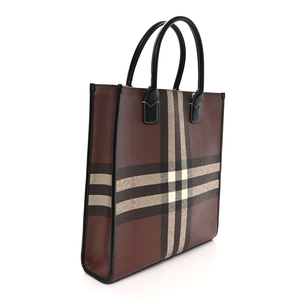 E-Canvas Denny Check Tote Brown