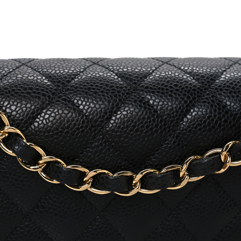 Caviar Quilted Small Double Flap Black