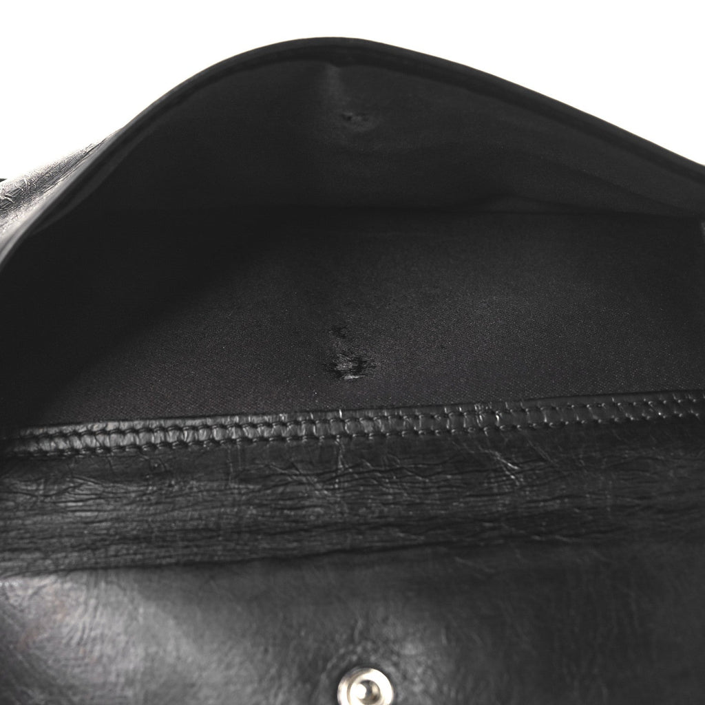 Lambskin Bow Stitched CC Yen Wallet Black