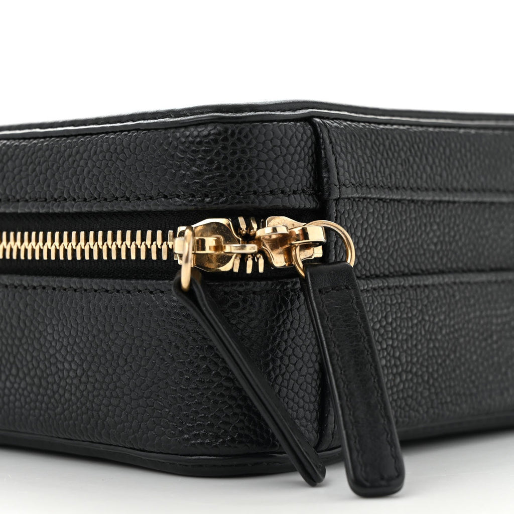 Caviar Quilted Small CC Filigree Vanity Case Black