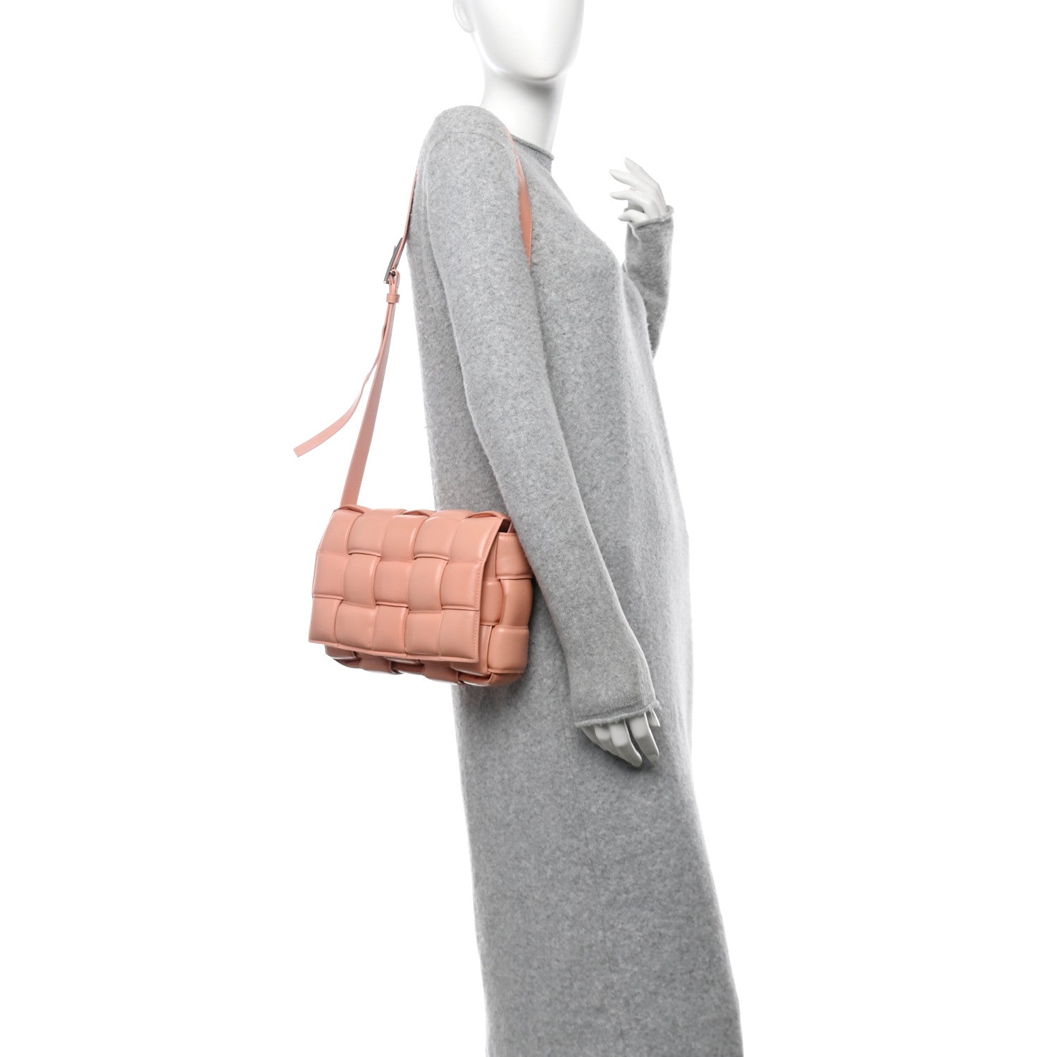 Nappa Maxi Intreccio Padded Cassette Crossbody Bag Peachy