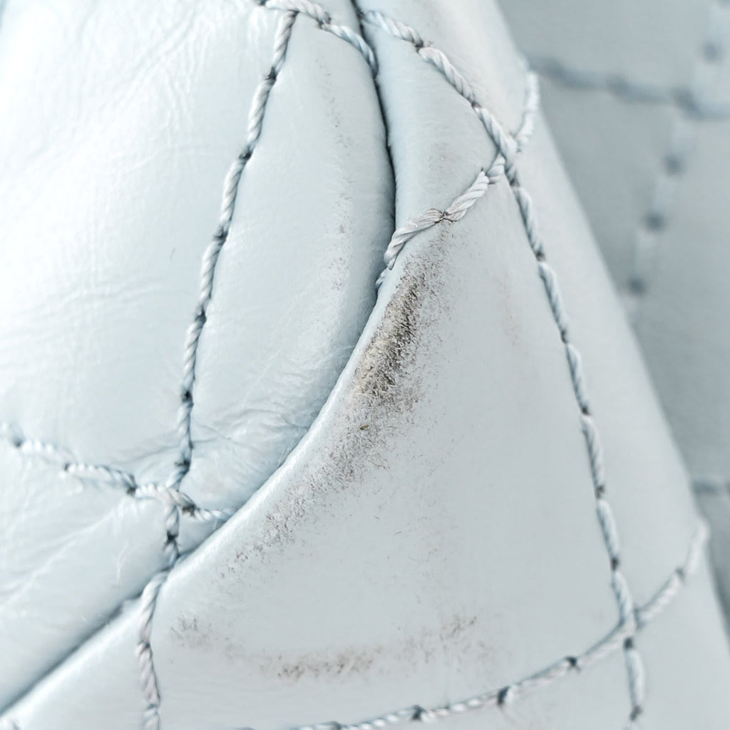 Aged Calfskin Quilted 2.55 Reissue Mini Flap Light Blue