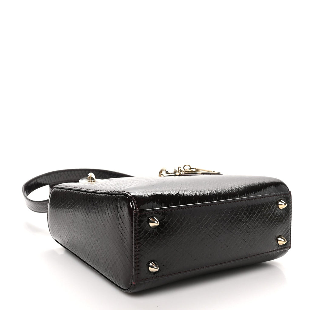 Snakeskin Small Lady Dior Burgundy