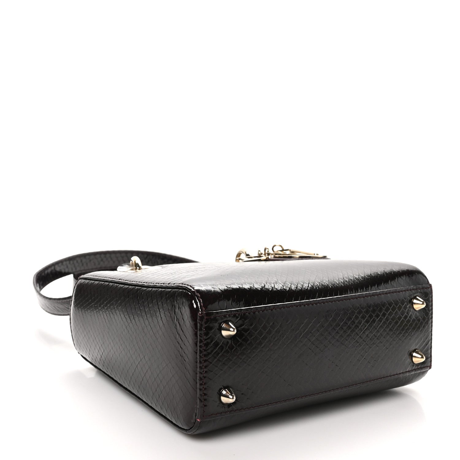 Snakeskin Small Lady Dior Burgundy