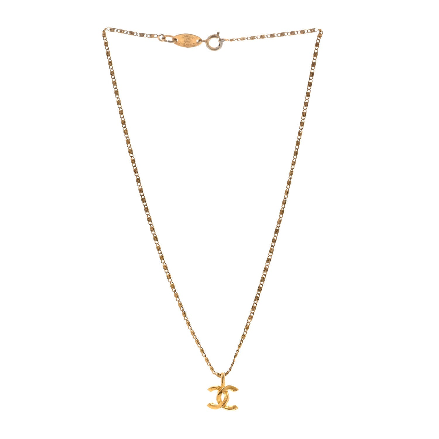 Metal CC Chain Pendant Necklace Gold