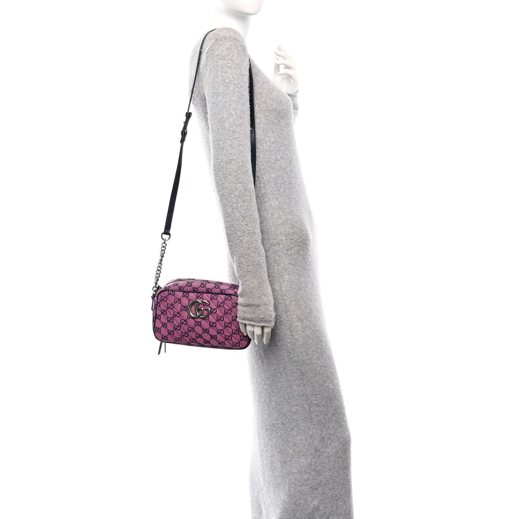 Monogram Multicolor Matelasse Diagonal Small GG Marmont Chain Shoulder Bag Pink Blue